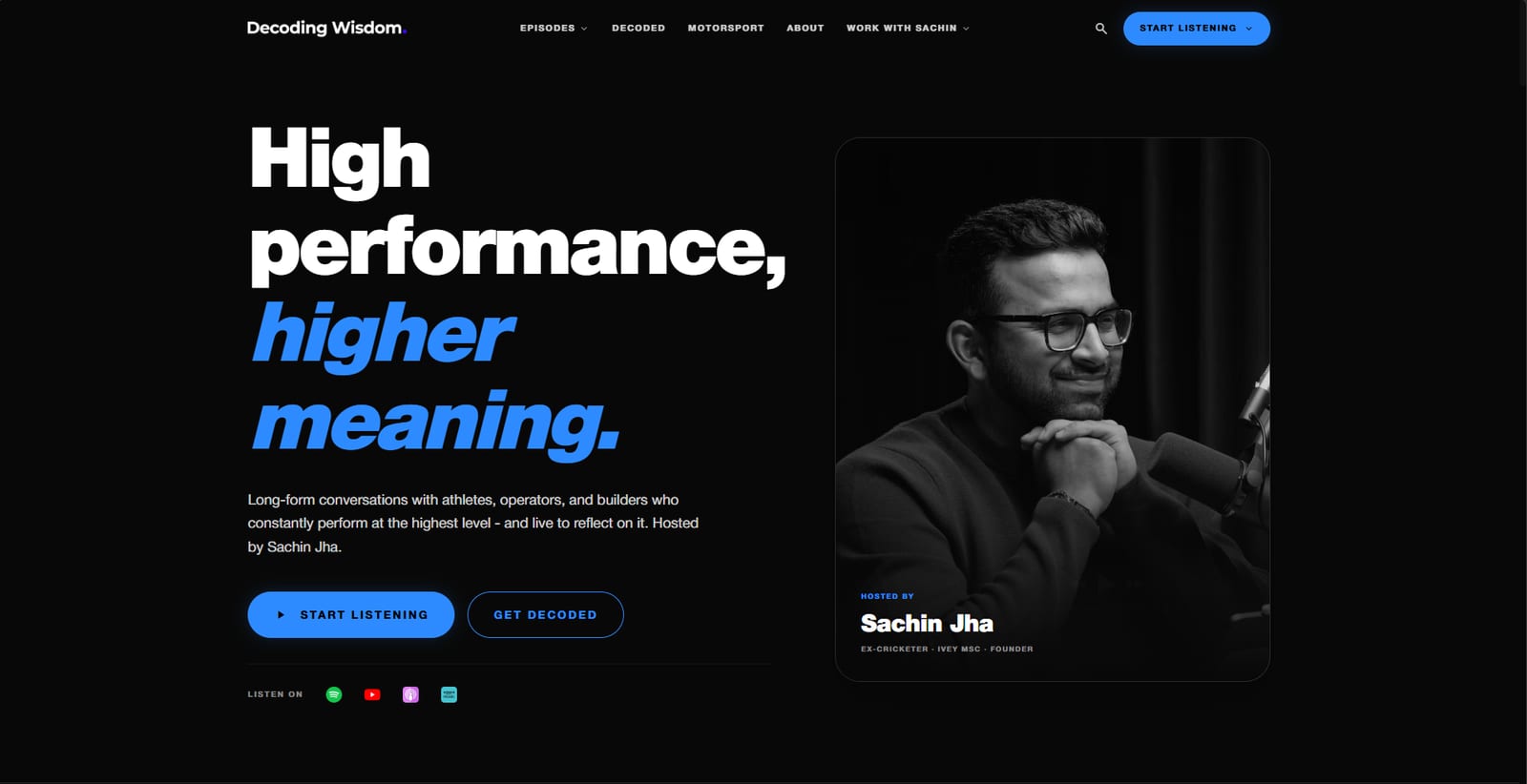 Decoding Wisdom website — homepage