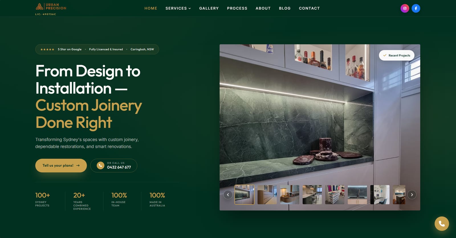 Urban Precision website — homepage